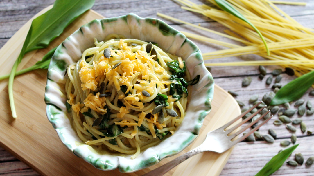 Wild garlic and cheese spaghetti recipe - Pödör